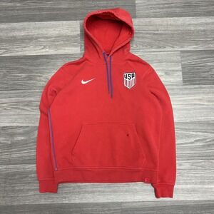 Nike‎ USA Soccer World Cup Hoodie Men M Red Sweatshirt Futbol Swoosh Embroidered